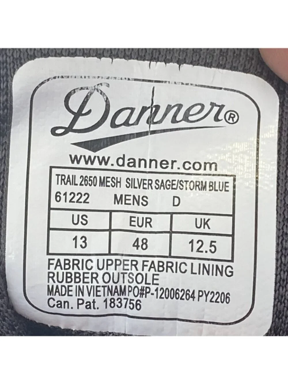 Danner Trail 2650 Shoes Men's  Size 13  Silver Sage Storm Blue Hiking Sneakers